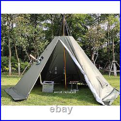Teepee Tent Pyramid Tent Camping Hike Waterproof 2 Doors Tent 4 Season Outdoor