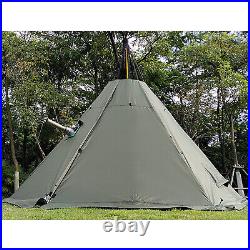 Teepee Tent Pyramid Tent Camping Hike Waterproof 2 Doors Tent 4 Season Outdoor