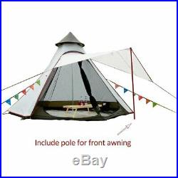 Teepee Tipi Style 4 Man Berth Camping Wigwam Tent Waterproof Double Layers Mesh