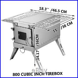 Tent Wood Stove Camping Wood Stove SS304, with Folding Pipe, 90.6Total Height