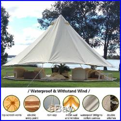 UNISTRENGH 3M Waterproof Canvas Bell Tent Glamping Camping Tent Yurt Stove Jack