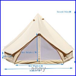 UNISTRENGH 3/4/5/6/7M Waterproof Canvas Bell Tent Glamping Camping Tent Yurt