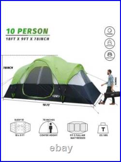 UNP Camping Tent 10-Person-Family Tents, 5 Large Mesh Windows, 18ft X 9ft X78in