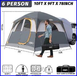UNP SUV Tent for Camping, 6-Person Car Camping Tent with Rainfly 10'x9'x78in(H)
