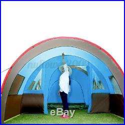 US 8-10 People Outdoor Tunnel Tent Waterproof Double Layer Travel Hiking Shelter