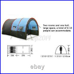 US 8-10 Person Family Camping Tunnel Tent Waterproof Shelter Hiking Double Layer