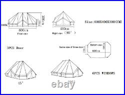 US Ship 6x4M Large Waterproof Cotton Canvas Twin Emperor Bell Tent Glamping Tent