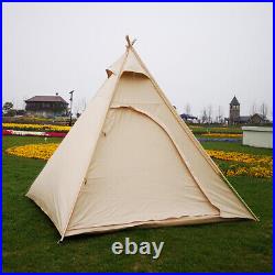 US Ship Outdoor 2M Canvas Camping Pyramid Tent Large Teepee Tent For 1-2 Person