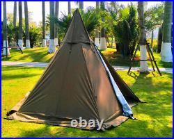 US Ship Outdoor Portable Waterproof Pyramid Tent Camp Tipi Tent With Stove Hole