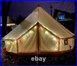 US Ship Waterproof 5M Oxford Bell Tent Glamping Yurt Camping Tent With StoveJack