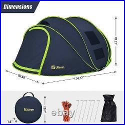 Ubon 4 Person Camping Tent Automatic Pop Up Tent Outdoor Travel Tent Waterproof