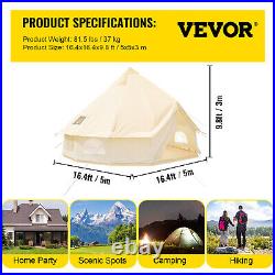 VEVOR Canvas Bell Tent 5m Waterproof Camping and Glamping Yurt with Stove Jack