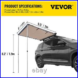 VEVOR Car Awning Car Tent Retractable Waterproof SUV Rooftop Khaki 5'x6.5