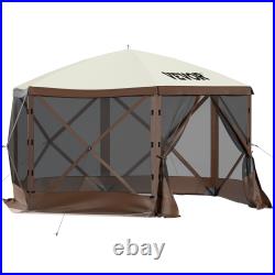 VEVOR Pop-up Camping Gazebo Camping Canopy Shelter6 Sided 10/12' x 10/12