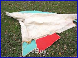 Vintage 1950's Sioux Style Tipi Teepee Canvas Tent Cover Painted Hawk & Waves