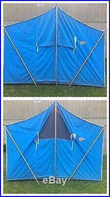 Vintage Coleman Holiday Canvas Cabin Tent & Bag & Stakes 8415-797 9x7 Rare Vtg