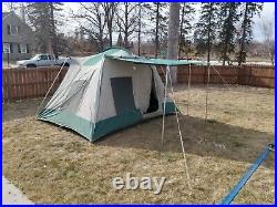 Vintage Hillary Canvas Cabin Tent 9x12 With Attached Awning