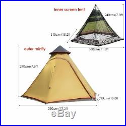 Waterproof 10ft Double-Layer Mesh Teepee Tent Yurt Family Tent 4-Person Glamping