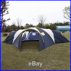 Waterproof 6-9 Person 3+1 Room Camping Tent Hiking Two Layer Backpack US Ship