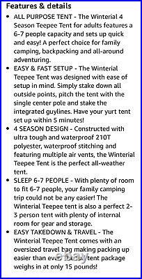 Winterial Teepee Tent Tipi 12'x12' Outdoor Shelter