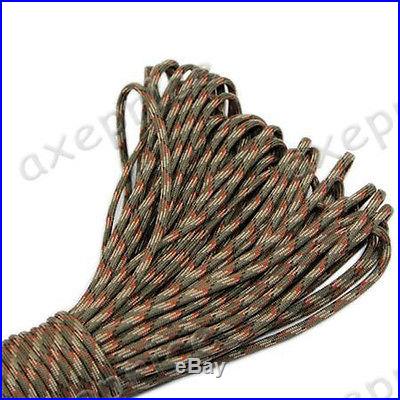 Woodland camo Parachute Cord Paracord 550 7 core Strand 100FT camping tent rope