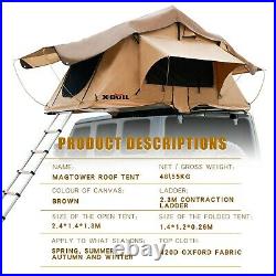 X-BULL Roof Tent Waterproof With Ladder & Mattress 3-4 Person Brown Travel Cover